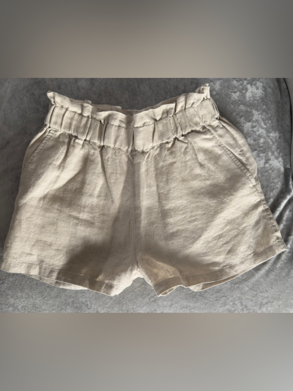 CC California Linen Blend Paperbag Waist Shorts Beige-Laundry by Shelli Segal S - Picture 3 of 9